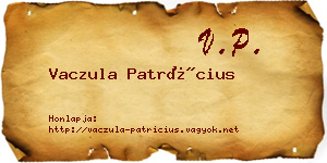 Vaczula Patrícius névjegykártya